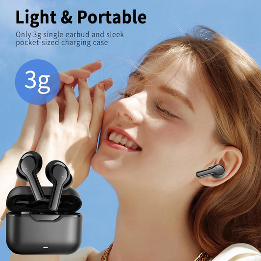 LZWWIFI Bluetooth Headphones, Bluetooth 5.3 Earphone with ANC&ENC Noise Cancelling, 40H Playtime, 10mm Drivers, Deep Bass, High-Sensitivity Microphone, Wireless Earbuds for Sports and Travel